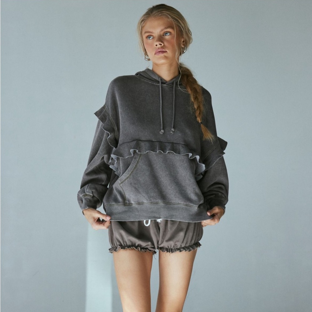 Out From Under Fade Away ruffled hoodie sweatshirt